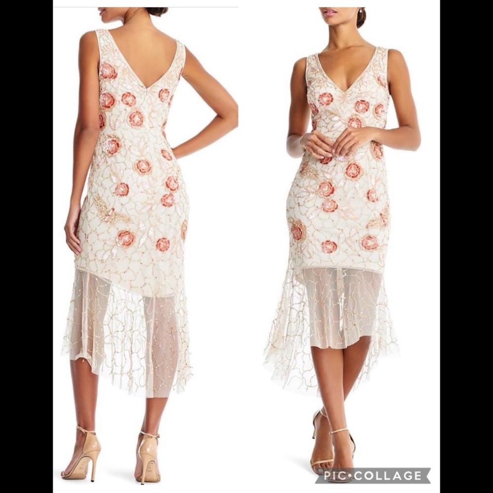 Aidan Mattox beaded hi and low sleeveless dress - Picture 4 of 7